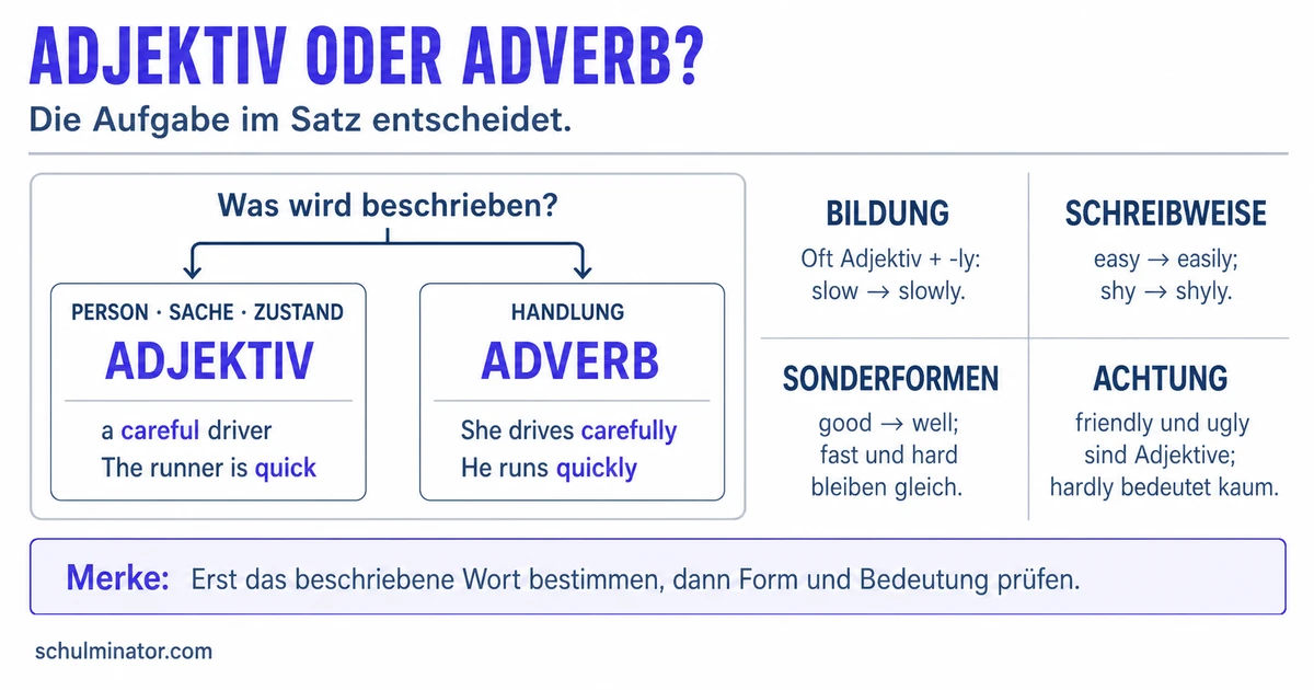 Adjektiv oder Adverb im Englischen einfach erklärt
