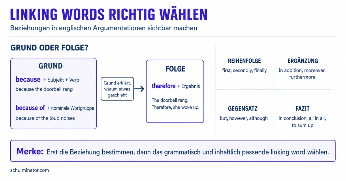 Argumente auf Englisch verknüpfen: Linking Words