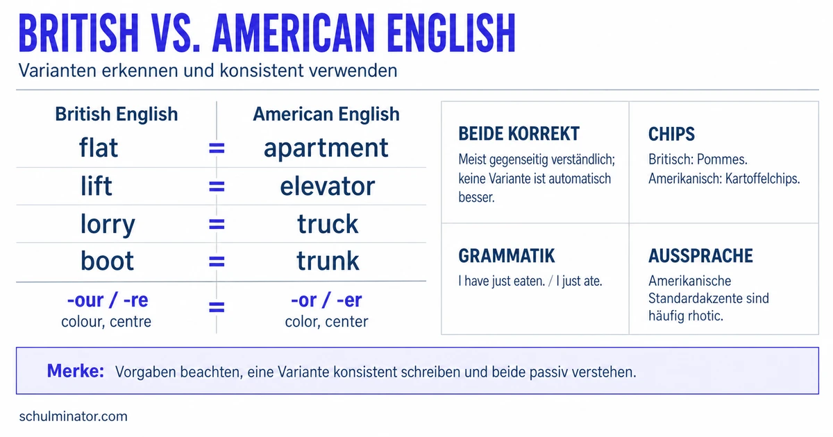 British vs. American English: Unterschiede