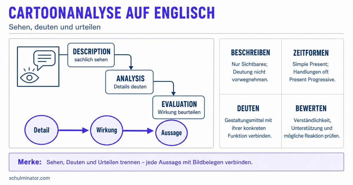 Cartoonanalyse Englisch: Aufbau und Formulierungen