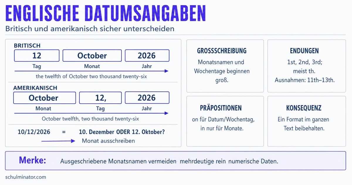 Datum auf Englisch: britisch und amerikanisch