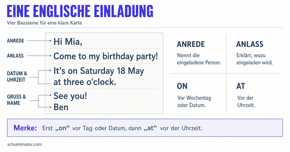 Einladung auf Englisch schreiben – Grundschule