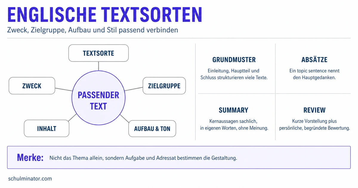 Englische Textsorten: Aufbau, Stil und Beispiele