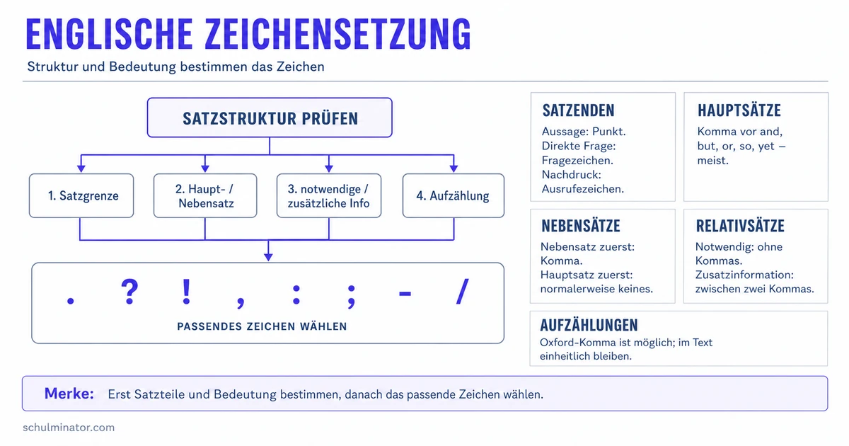 Englische Zeichensetzung: Regeln und Beispiele
