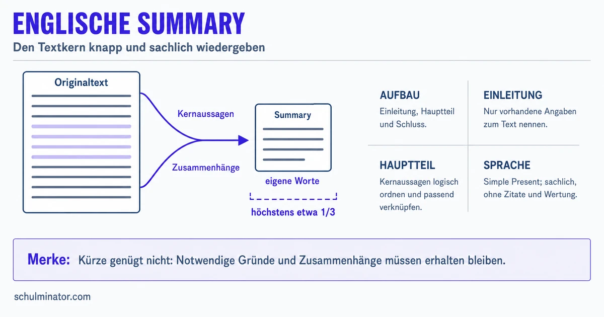 Summary schreiben: Aufbau, Regeln und Beispiel
