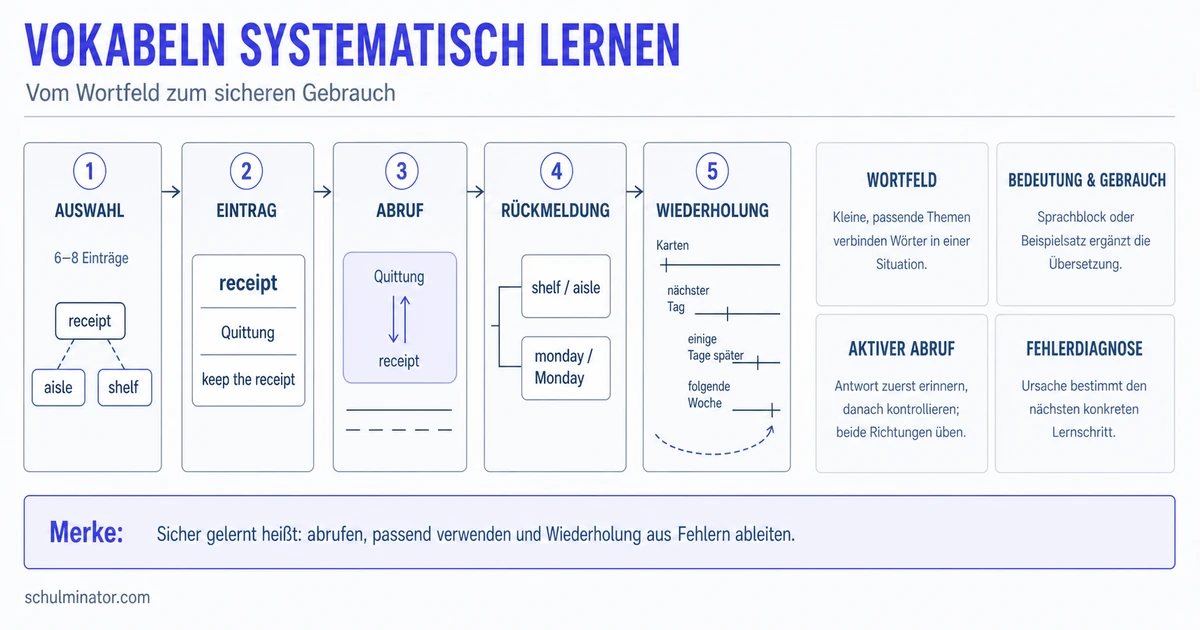 Vokabeln lernen Englisch: Methode und Lernplan