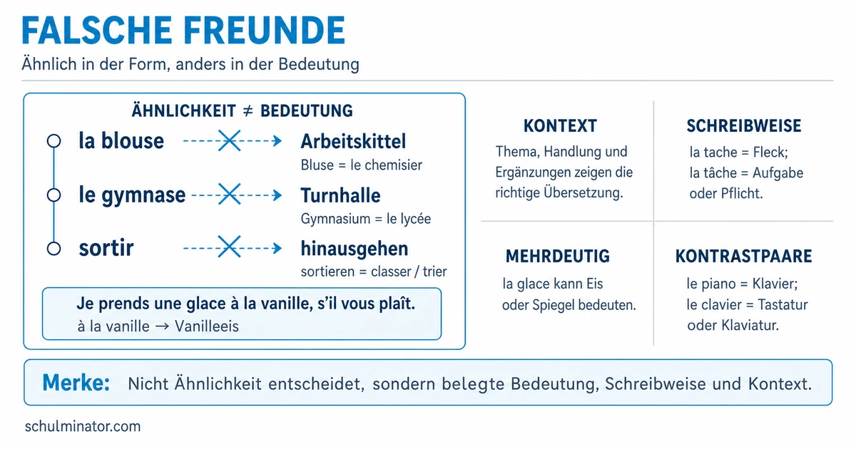 Falsche Freunde Französisch–Deutsch erkennen
