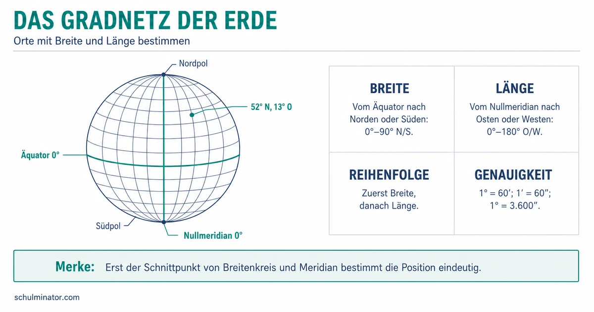 Gradnetz der Erde: Koordinaten sicher bestimmen