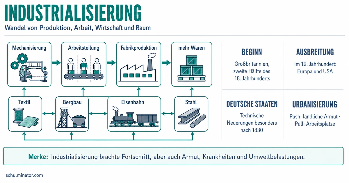 Industrialisierung: Ursachen und räumliche Folgen