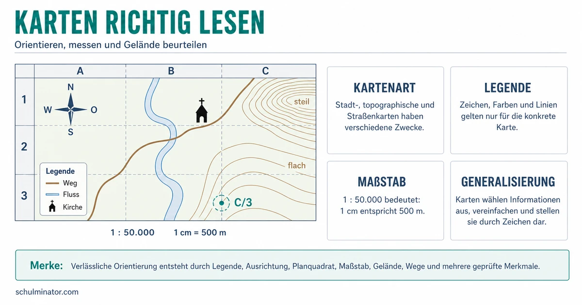 Karte lesen: Orientierung, Maßstab und Legende