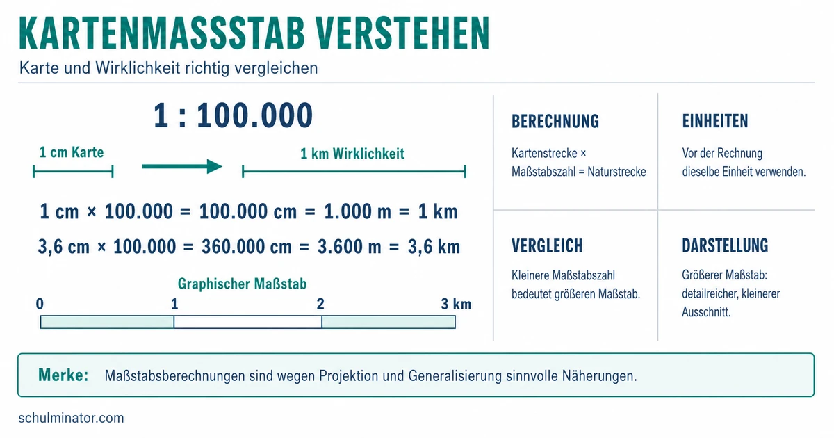 Kartenmaßstab: Entfernungen lesen und berechnen