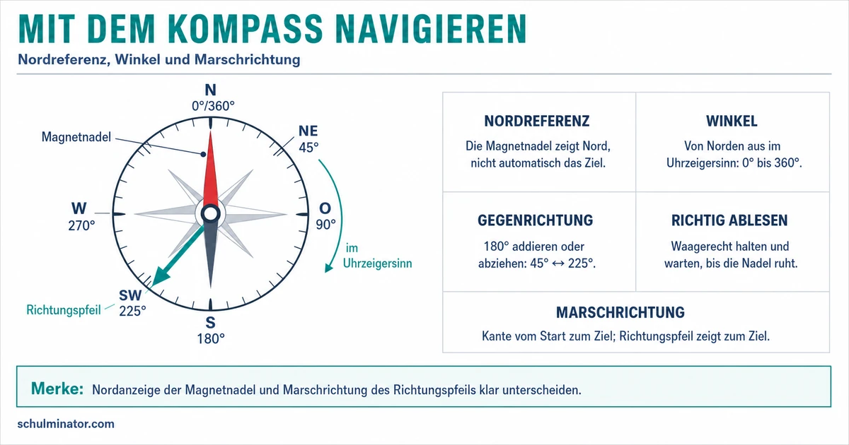 Kompass: Himmelsrichtungen finden und Karte einnorden