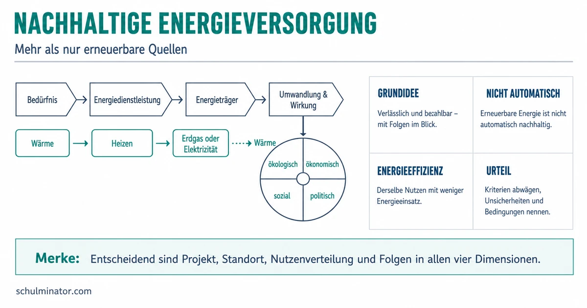 Nachhaltige Energieversorgung einfach beurteilen