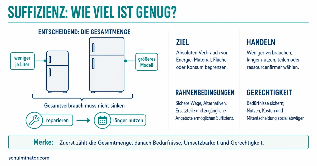 Suffizienz: Bedeutung, Beispiele und Bewertung