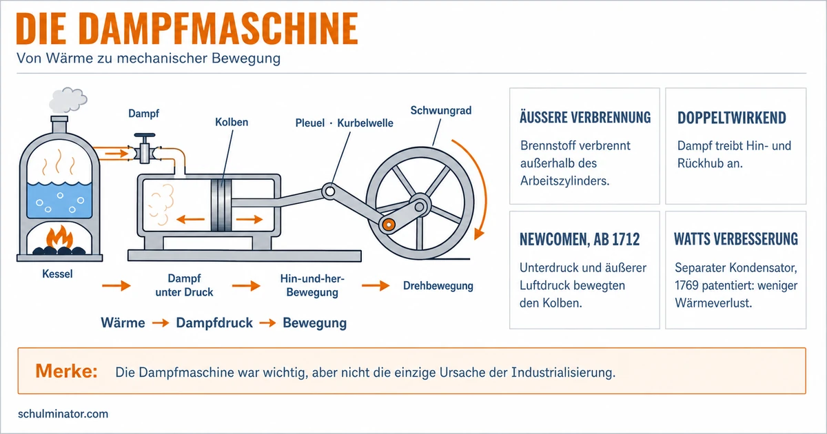Dampfmaschine: Funktion und Industrialisierung