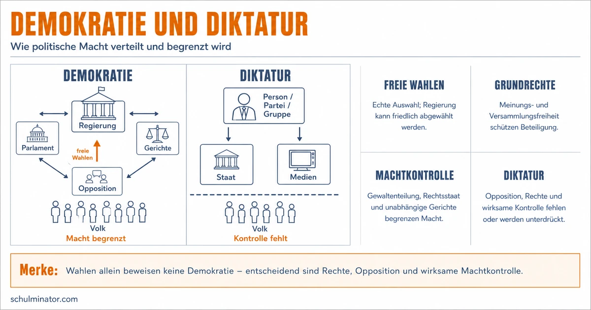 Demokratie und Diktatur: Merkmale im Vergleich