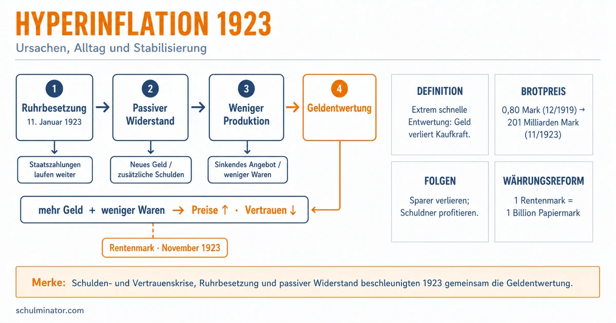 Inflation 1923: Ursachen, Folgen und Rentenmark