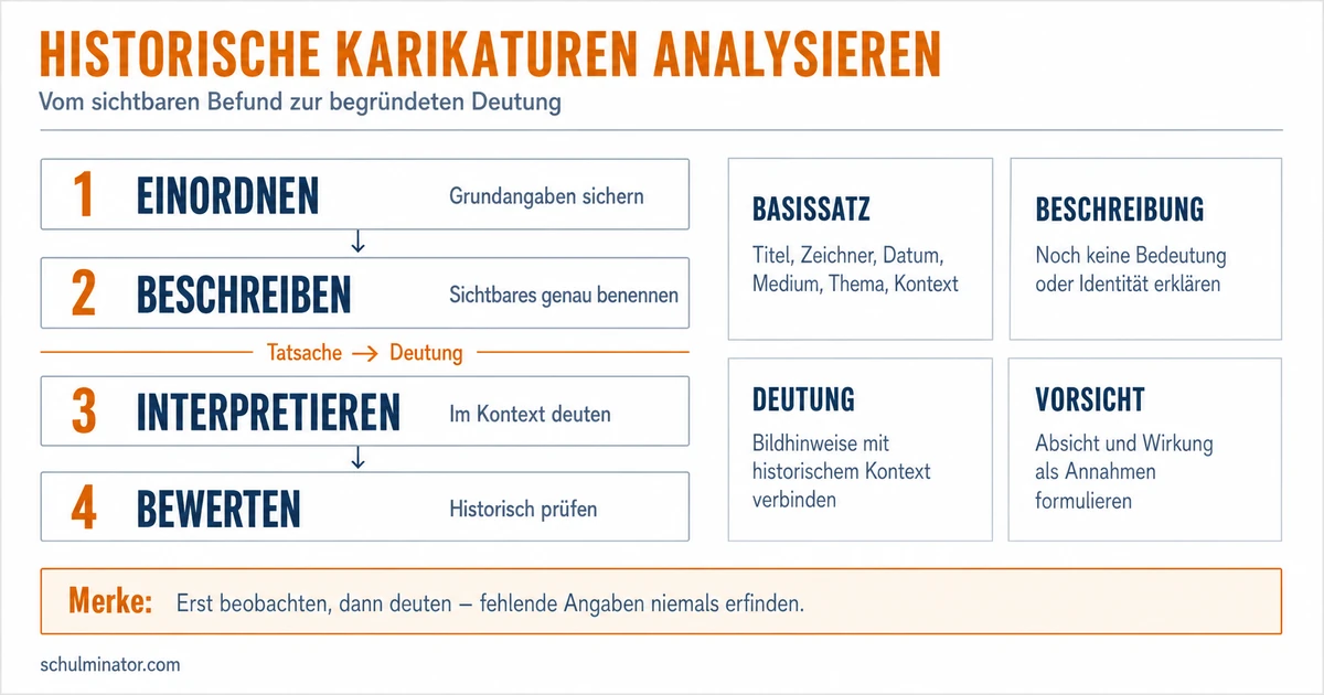 Karikatur in Geschichte analysieren: 4 Schritte