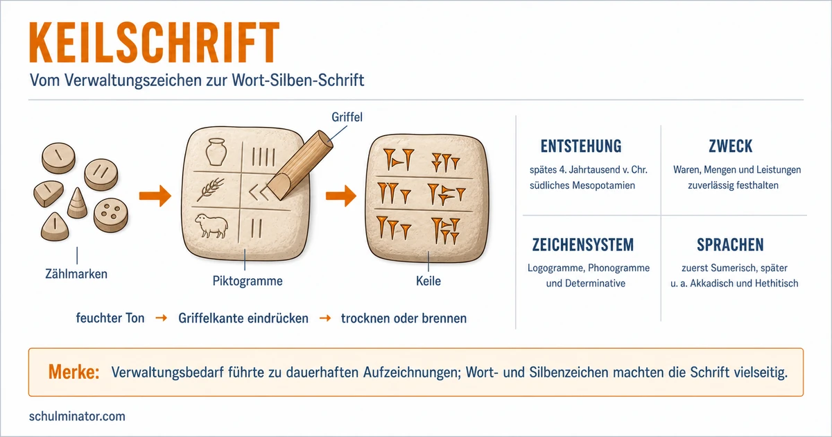 Keilschrift: Entstehung, Zeichen und Bedeutung