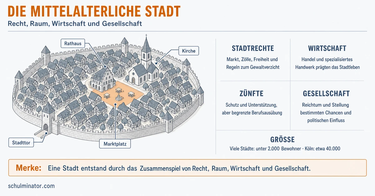 Mittelalterliche Stadt: Leben, Rechte und Handel