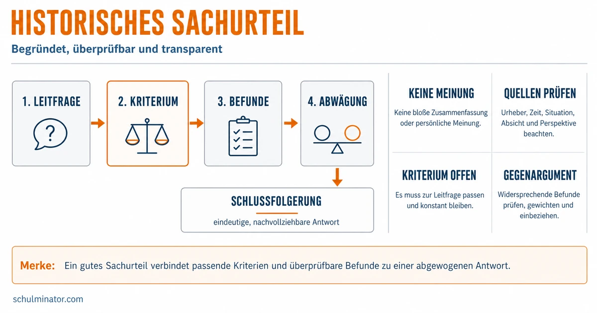 Sachurteil in Geschichte schreiben und prüfen