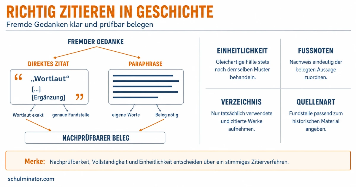 Richtig zitieren in Geschichte: Regeln und Beispiele