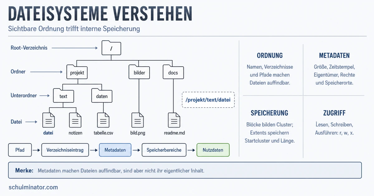 Dateisystem einfach erklärt: Aufbau, Rechte, Auswahl