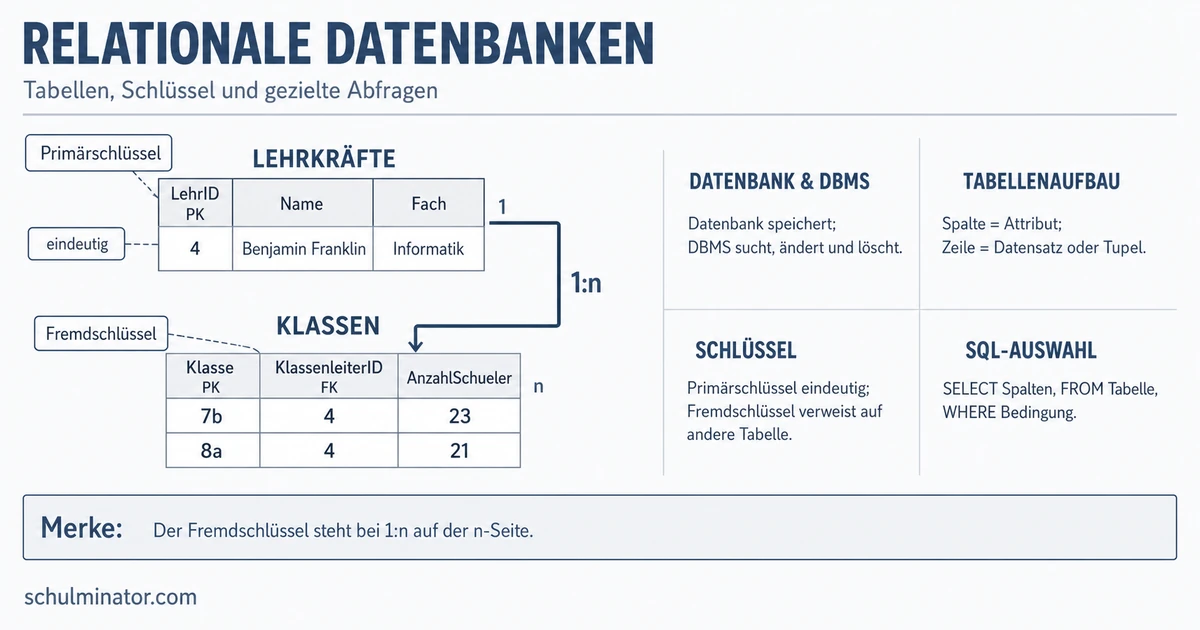 Datenbank verstehen: Tabellen, Schlüssel und SQL