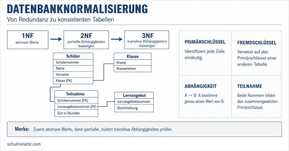 Datenbanknormalisierung: 1NF, 2NF und 3NF