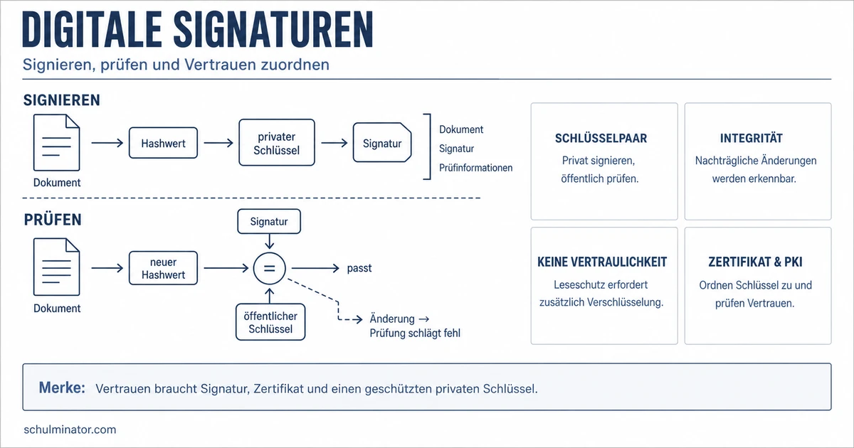Digitale Signatur: Ablauf, Prüfung und PKI