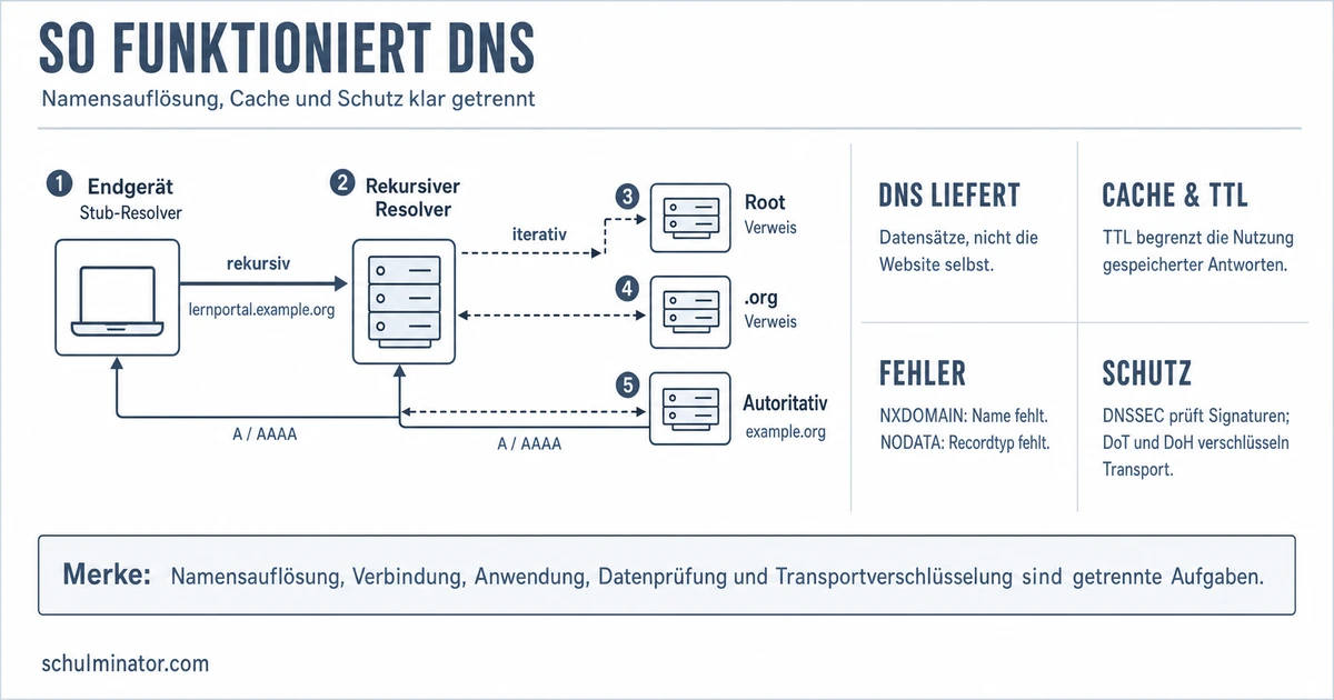 DNS einfach erklärt: Auflösung, Cache und Sicherheit