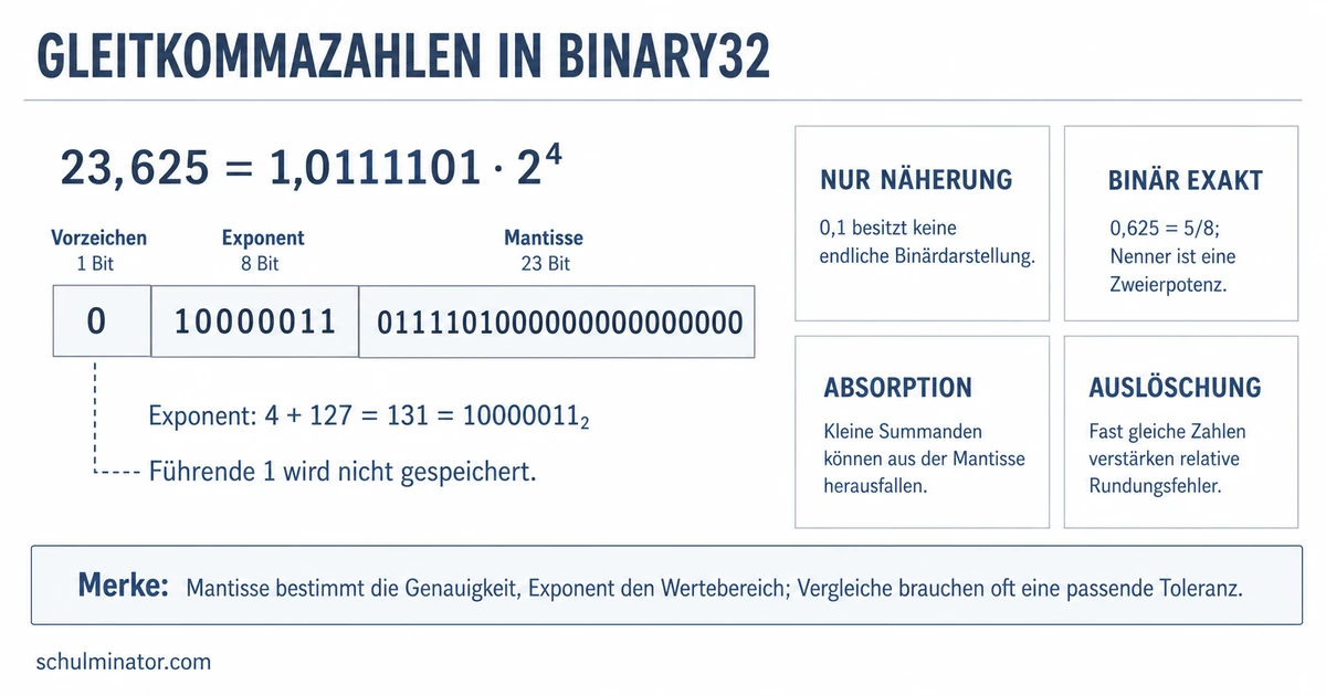 Gleitkommazahlen: Aufbau, Umwandlung und Fehler