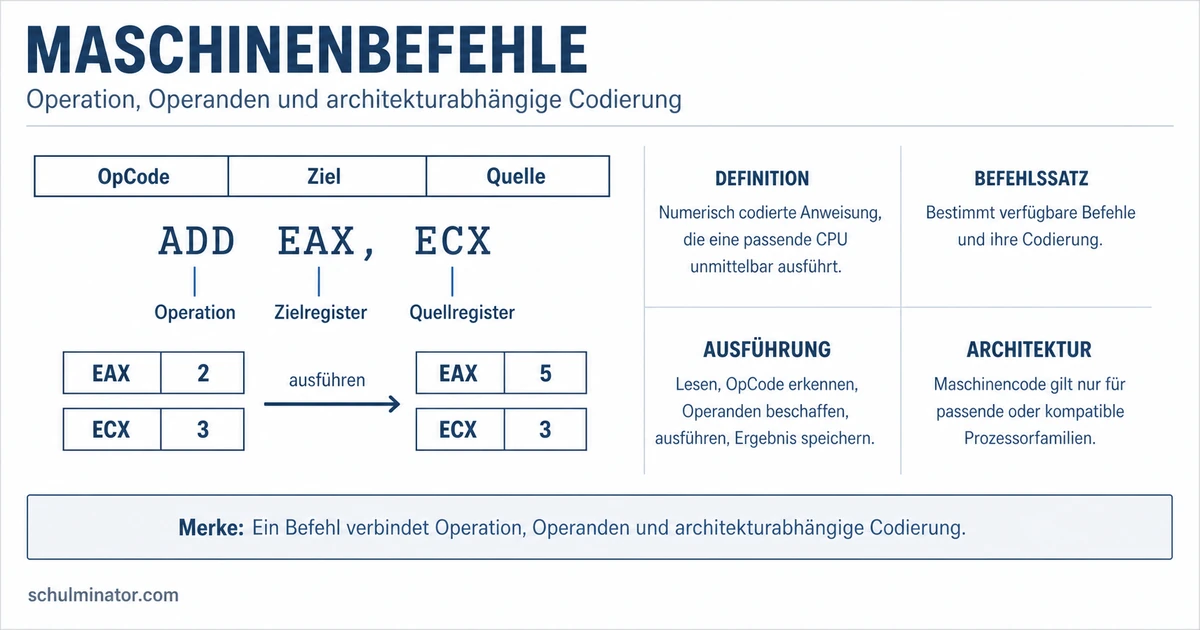 Maschinenbefehl: Aufbau und Ausführung erklärt