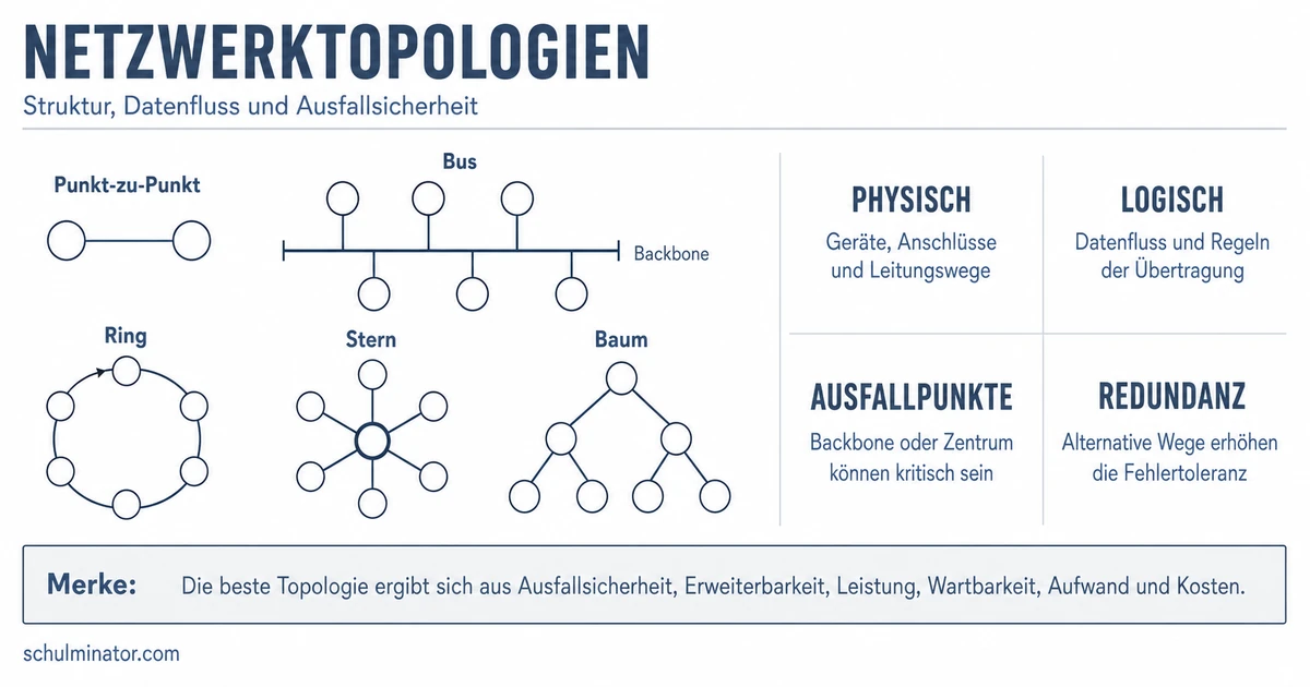 Netzwerktopologie: Bus, Ring, Stern und Mesh