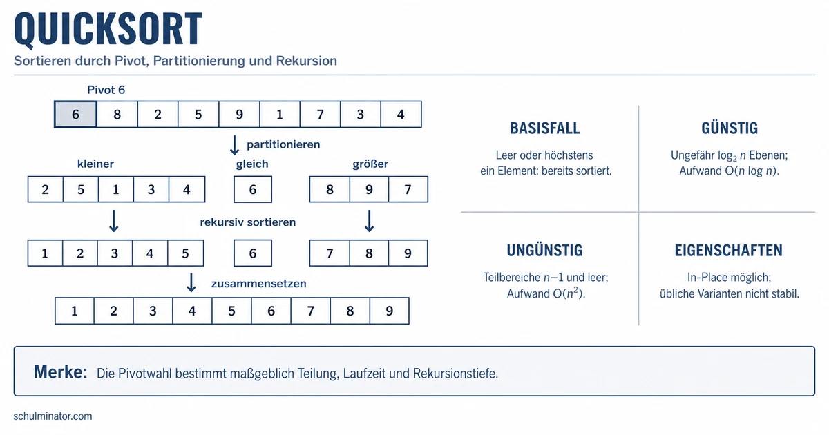 Quicksort einfach erklärt: Ablauf und Laufzeit