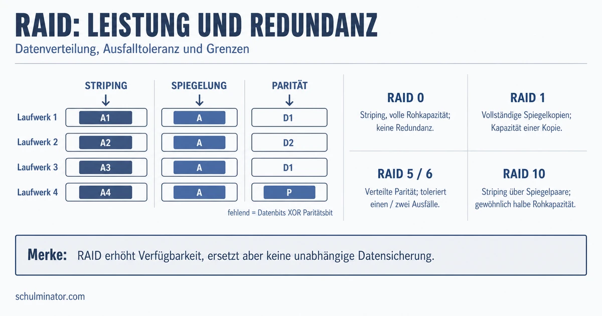 RAID einfach erklärt: Level, Schutz und Grenzen