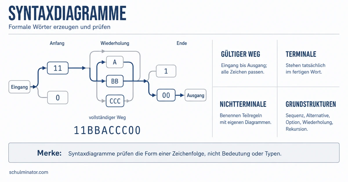 Syntaxdiagramme lesen, prüfen und erstellen