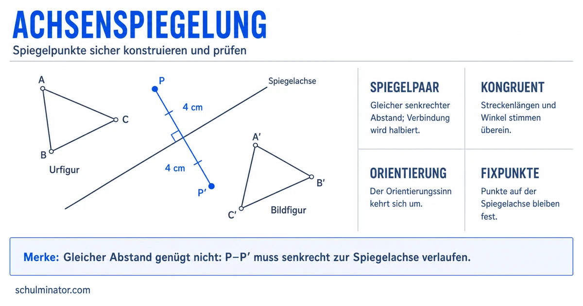 Achsenspiegelung einfach erklärt und konstruiert