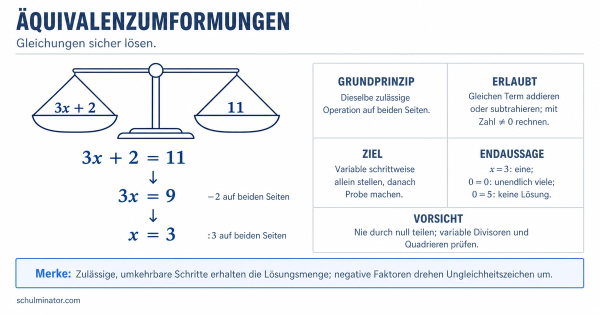 Äquivalenzumformung: Gleichungen sicher lösen
