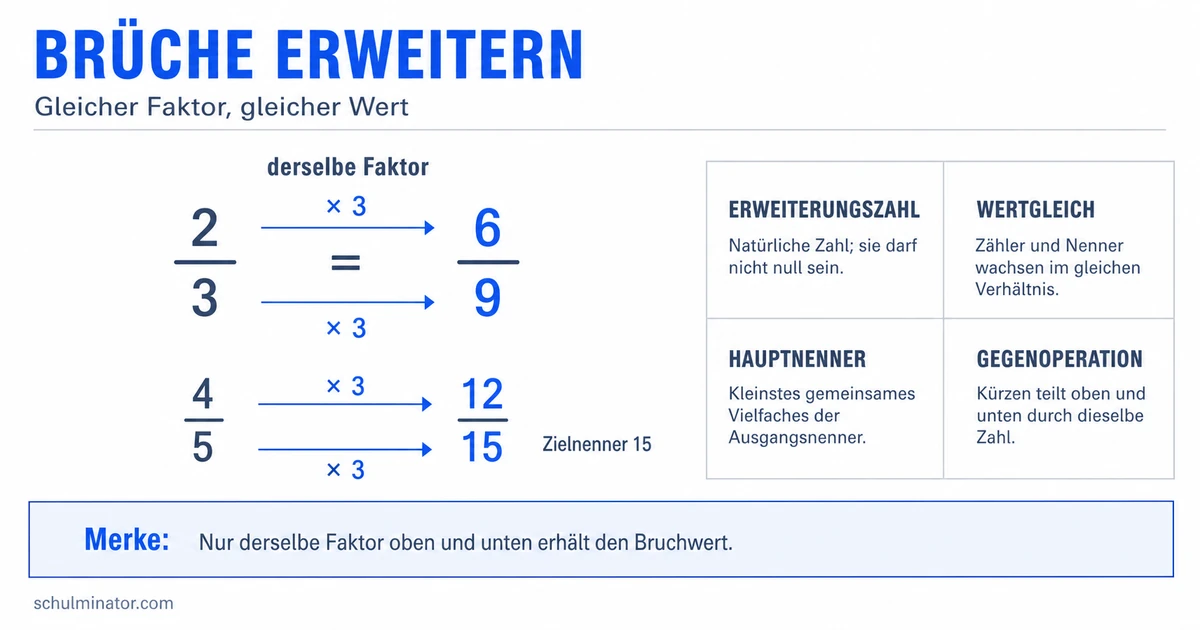 Brüche erweitern: Regel, Zielnenner und Übungen