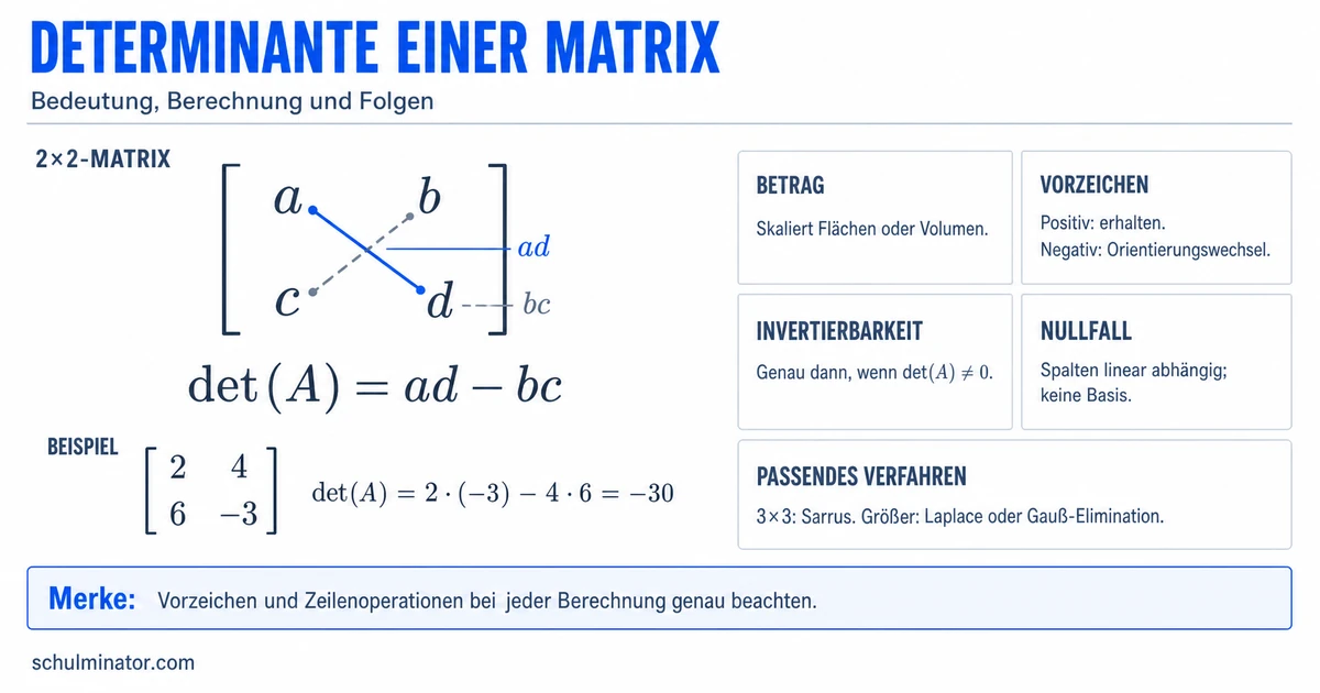 Determinante berechnen: Regeln und Beispiele
