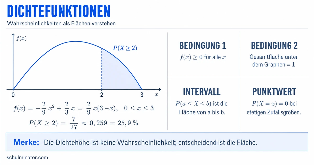 Dichtefunktion: Bedingungen, Flächen und Beispiele