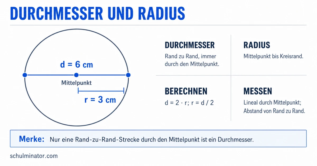 Durchmesser am Kreis erkennen und berechnen