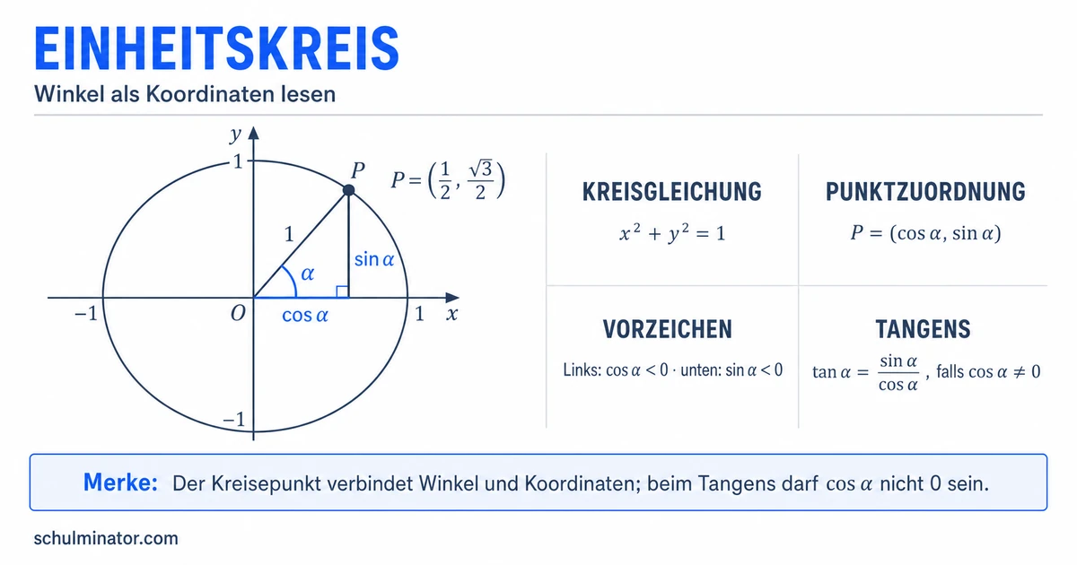 Einheitskreis: Sinus, Cosinus und Tangens ablesen