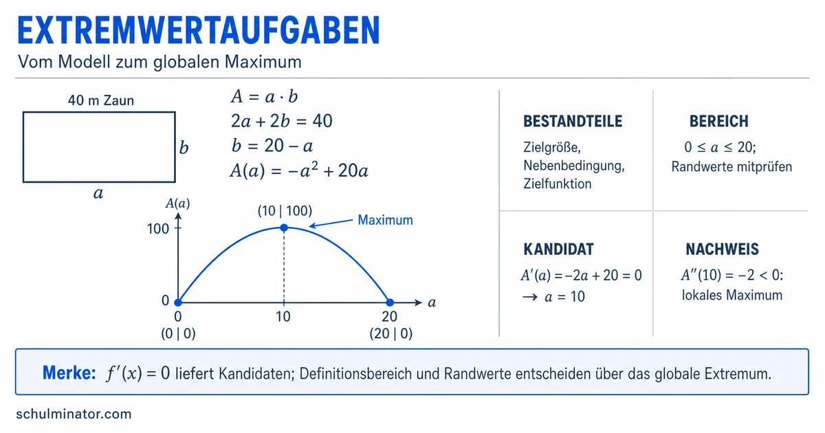 Extremwertaufgaben mit Nebenbedingungen lösen