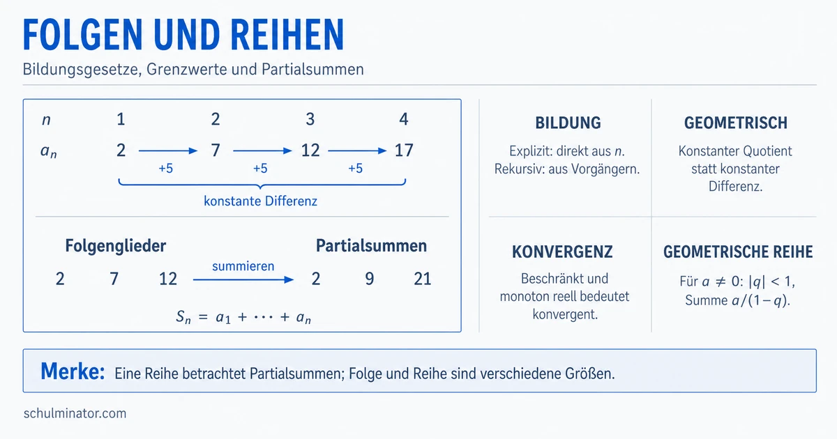 Folgen und Reihen: Regeln, Grenzwerte, Summen