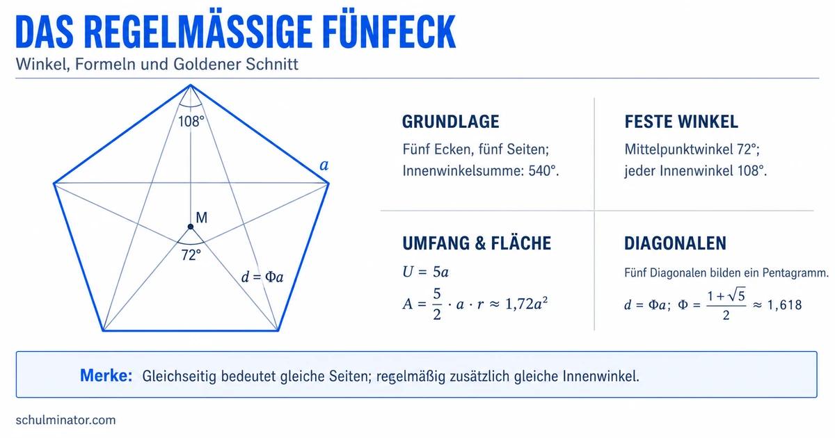 Fünfeck: Arten, Winkel und Formeln erklärt