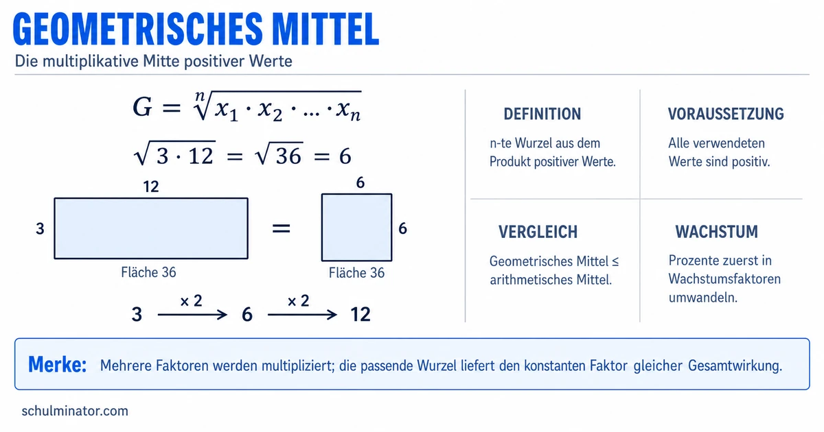 Geometrisches Mittel: Formel und Anwendung