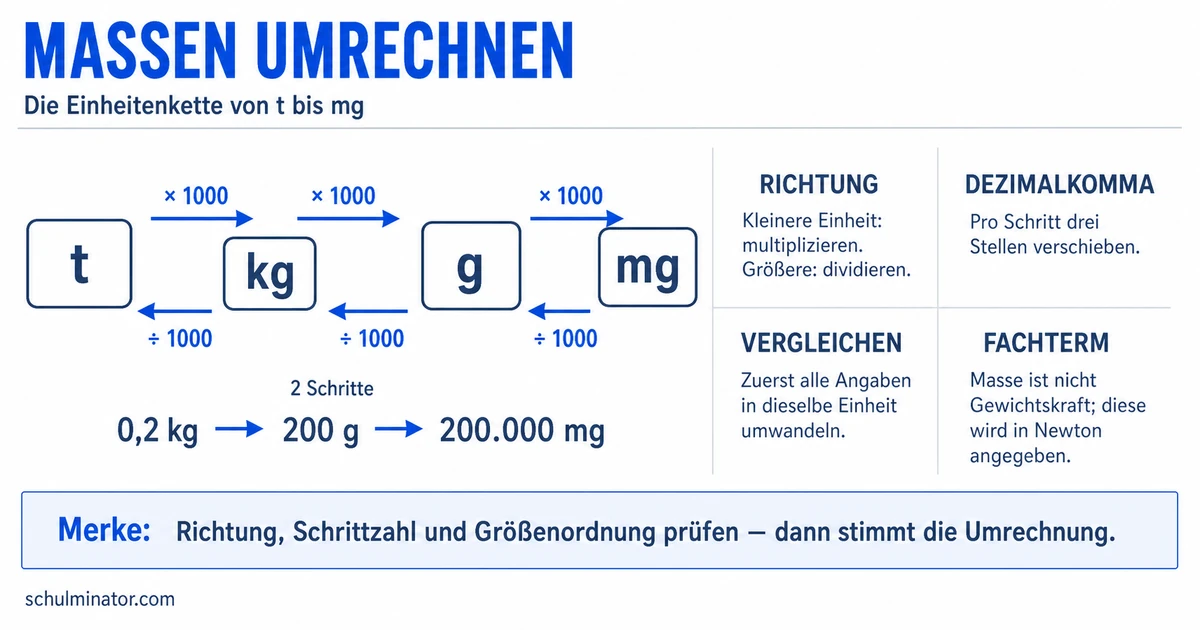 Gewichtseinheiten umrechnen: t, kg, g und mg