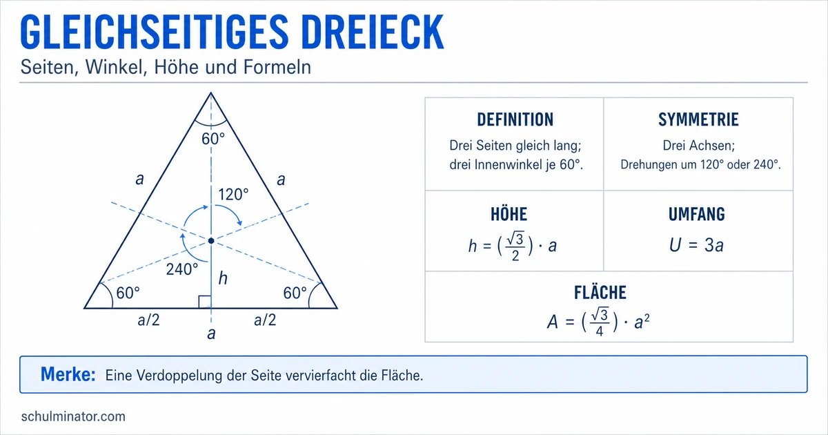 Gleichseitiges Dreieck: Eigenschaften und Formeln